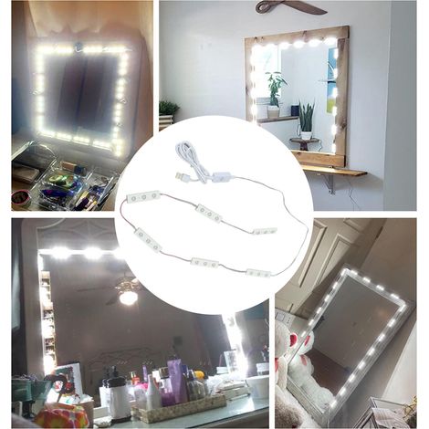 LED-beleuchteter Kosmetikspiegel, dimmbare USB-Touch-Frontleuchte, Zusatzbeleuchtung für Make-up und Schönheitsbehandlungen. (1/5)