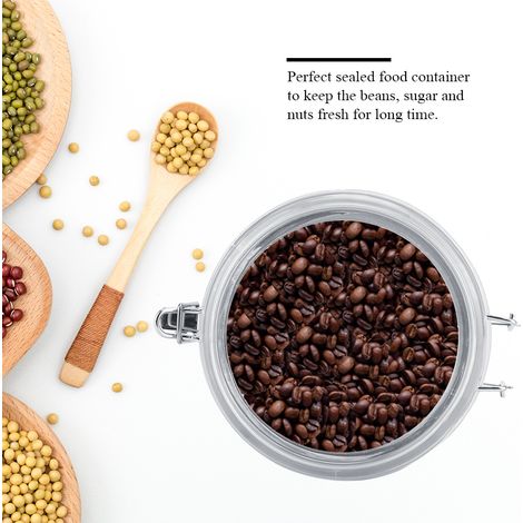 Boîte à café en acier inoxydable avec fermeture sous vide, bocal de conservation pour café, thé et sucre en grains (1100 ml) (1/5)
