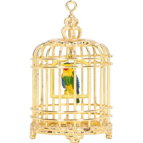 Cage à oiseaux miniature en métal 1/12 pour décoration de maison de poupée, accessoire photo or (1/5)