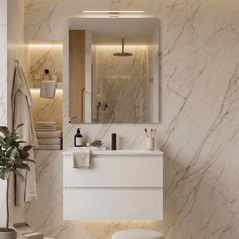 Mobile bagno sospeso laccato bianco 60 80 100 - cairo, misura 60 (1/4)
