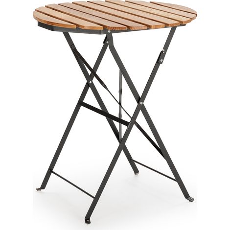 Klappbarer Gartentisch Ambar aus Holz und schwarzem Metall