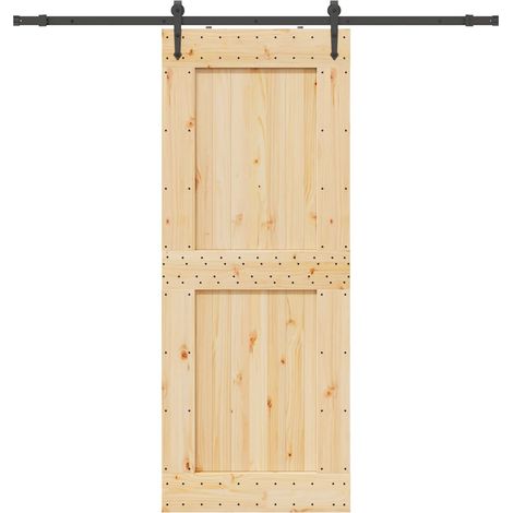 Puerta corredera con herrajes madera maciza de pino 90x210 cm vidaXL (1/5)
