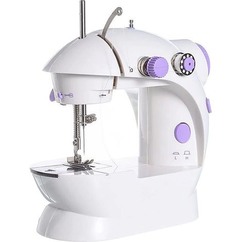 Cette petite machine à coudre blanche possède deux vitesses et une pédale, ce qui la rend idéale pour les débutants souhaitant réparer des tissus fins. (1/5)
