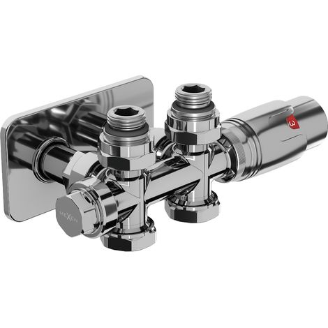 Mexen G00 set di termostati angolari/dritti con copertura S, Duplex, DN50, cromo - W908-900-910-01 (1/3)