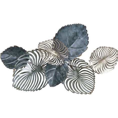 Decoración de pared de metal dorado verde azulado 88 x 55 cm hojas arte moderno exótico boho Magnesium (1/5)