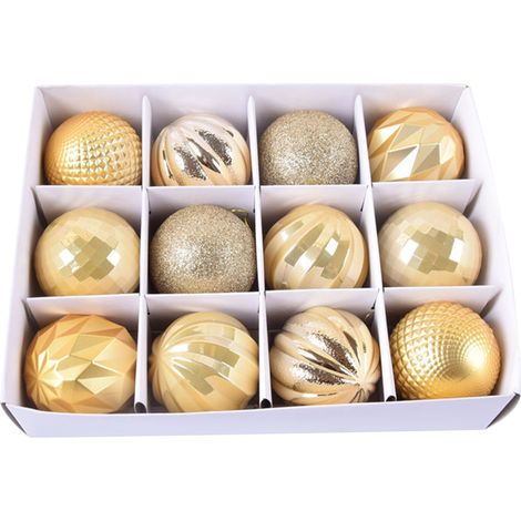 Boules De Noël - 12 Pièces - Diamètre 6 Cm - En Plastique PE - Décoration Arbre De Noël Intérieur Et Extérieur