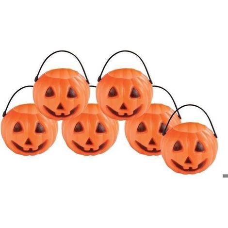 Mini pot citrouille, décoration d'Halloween en plastique, 7 x 5 x 7 cm, orange