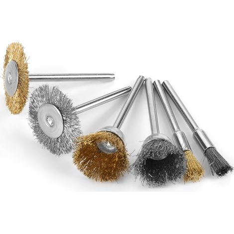 36 pièces kit brosses métalliques laiton acier stylo plat cuvette roue polissage outillage rotatif (1/5)