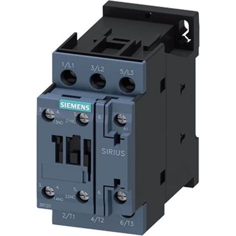 Contactor de potencia 12A 3P 230V CA 1NO 1NC S0 3RT2024-1AL20