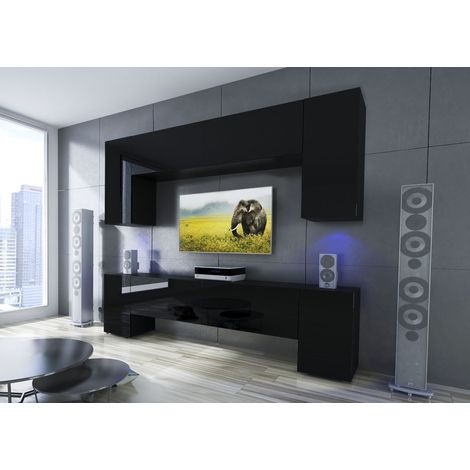 Ensemble meuble TV NEXT 33 AN33-17B-HG20-1A noir brillant 240 cm (1/2)