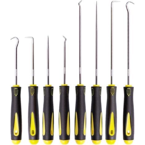 8 Pcs Jeu de Crochets et Tournevis Mécanique de Précision, Jeu de Crochets et Tournevis Mécanique, Outil à dégarnir l’Habillage de Porte Extracteur Joint Injecteur, Crochets Longue Portée (1/5)