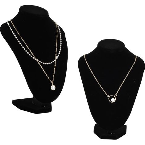 Sollbry Lot de 2 Présentoir de Collier en Velours, 11.5x20.5cm Présentoir à Bijoux Buste, Porte-collier Présentoir de Bijoux pour (1/5)