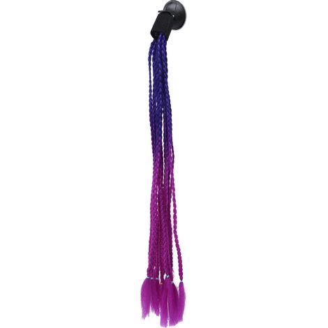 Casque moto rider tresses punk bleu violet, décoration queue de cheval ventouse, style rockeur, accessoire casque personnalisé, 2 pièces. (1/5)