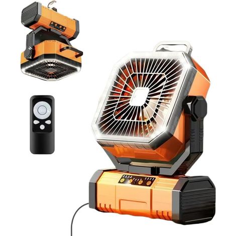 Camping fan with LED light and power bank, dual charging port, hanging fan/lamp for tent, desk fan (1/5)