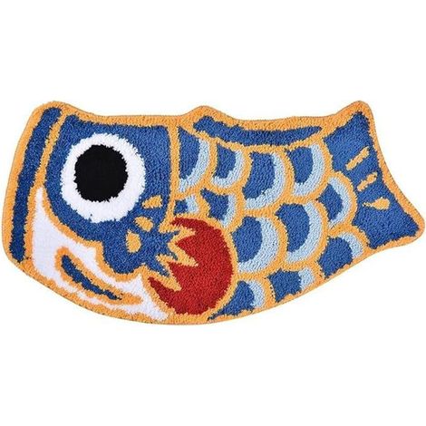 Tappetino da bagno a forma di pesce - Design con bandiera giapponese Koi - Morbido, assorbente, antiscivolo (1/5)