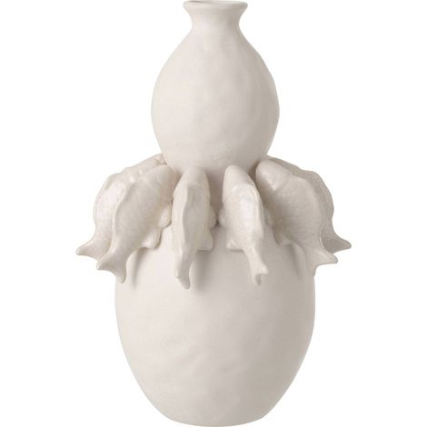 Vase poisson en porcelaine blanc cassé (1/3)