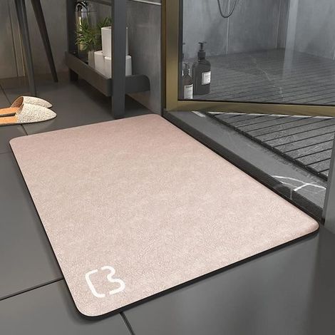 1 Tapis de bain, Terre de diatomées, Séchage rapide, Antidérapant, Lavable à la main, Salle de bains (1/4)