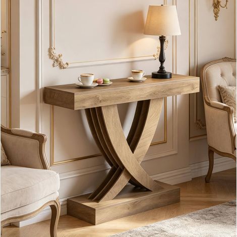 Tavolo consolle 110x35x80 cm marrone in MDF con base a X (1/5)