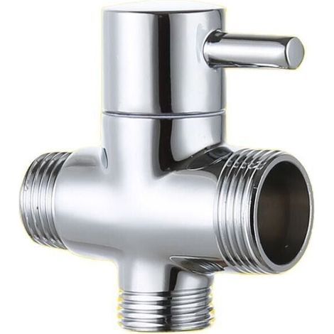 Vanne de dérivation, Homme mâle 20 mm et 25 mm & quot Robinet en laiton T adaptateur chromé salle de bains robinet de douche accessoires inverseur de l'eau vanne de remplissage 3 voies, mâle (1/4)