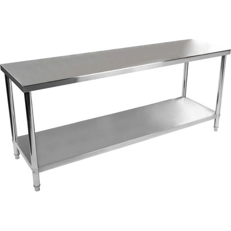 Mesa de trabajo de cocina profesional de acero inoxidable de 200 x 60 cm (140003644) (1/4)