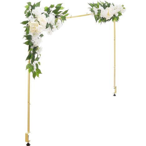 Support arche de table avec pinces, longueur réglable 71-249 cm et hauteur 33-106 cm, structure décorative dorée pour fleurs et ballons, pour mariage, anniversaire, Noël et fêtes (1/5)