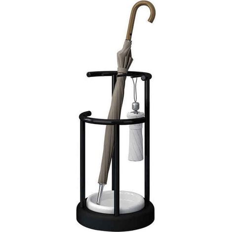 Porte-Parapluie - En Fer Forgé Revêtu Époxy Noir - Socle Surélevé 20 cm - Pour Entrée Maison Hôtel Bureau - 1 Pièce (1/5)