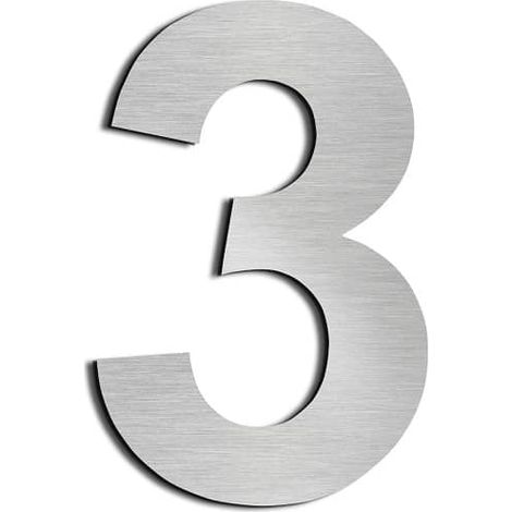 Numero 3 adhesivo en acero inoxidable 7.5 cm  Gris