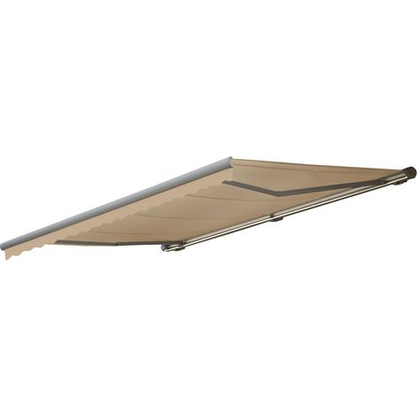 [NEUWERTIG] Elektrische Kassetten-Markise HHG-299, Vollkassette Volant 4x3m Polyester Creme, grau (1/5)
