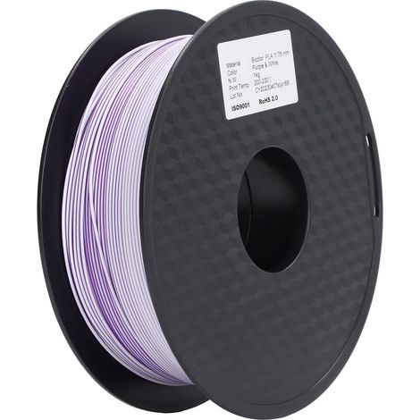 Filament PLA Impression 3D Bicolore Violet Blanc, Enroulement Propre, Impression Fluide et Aspect Soie (1/5)