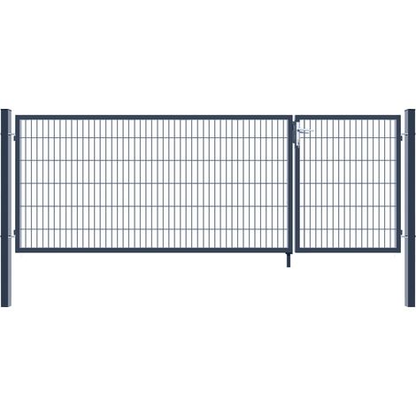 Home Deluxe – Portail aluminium double battant 120 x 350 cm – Acier galvanisé à chaud – Résistant aux intempéries – Installation facile (1/5)