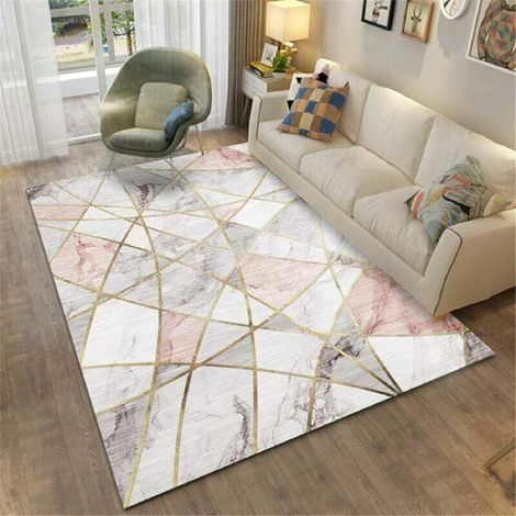 Alovez – Tapis géométrique moderne 120 x 180 cm – Résistant à l'usure – Antidérapant – Lavable – Tissu velours cristal – Pour salon et chambre ado (1/4)