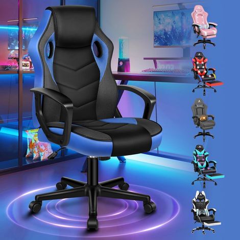 Schreibtischstuhl Gaming drehbar 150kg PU Leder Mega Blau Mega Serie (1/5)