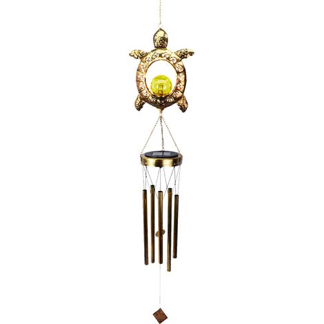 Carillon solaire à LED pour extérieur, à suspendre, avec veilleuse blanc chaud, étanche et de forme mignonne, idéal pour jardin, terrasse ou cour. Crochet inclus. (1/5)