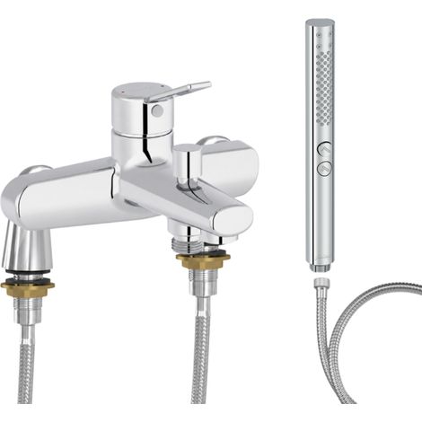 Mitigeur baignoire JACOB DELAFON Eo + pommeau de douche Shift+ rond + flexible de douche métal + colonnettes Idro'Flex (1/4)