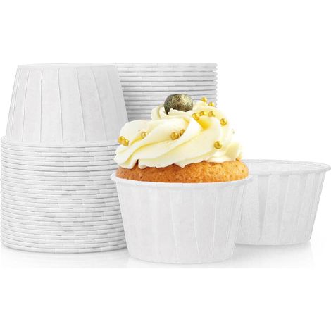 50 PièCes Moule à Cupcakes en Papier Caissettes à Muffins en Papier Caissettes à Cupcakes pour Anniversaires,Fêtes,Baby Shower(Blanc),Blanc,Blanc