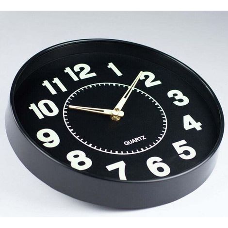 Round Wall Clock 20cm Classic Pendulum Black Batteries Metal Plastic (1/3)