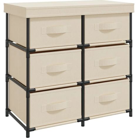 Armario de almacenamiento de diseño moderno con 6 cajones 55 x 29 x 55 cm acero color crema 020046937 (1/5)