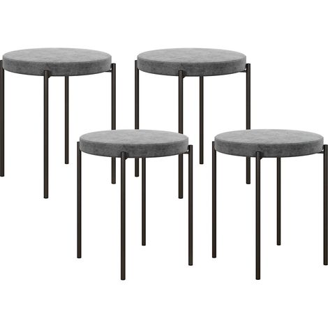 4er-Set Esszimmerhocker, stapelbar Esszimmerstühle, Küchenstuhl mit gepolstertem Sitz, Samtoptik, Sitzhocker für Küche, Esszimmer