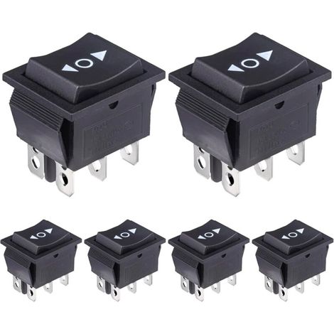 Interrupteur à Bascule Momentané 6 Broches - 6 Pièces - Plastique Noir - DPDT 16A 250V - Pour Véhicule et Bateau - 31x25mm (1/4)