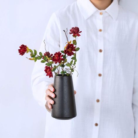Vase Ceramica - Vaso Florero Minimalista para Decoracion Hogar Oficina Sala Comedor Escritorio, 1 Unidad (1/5)