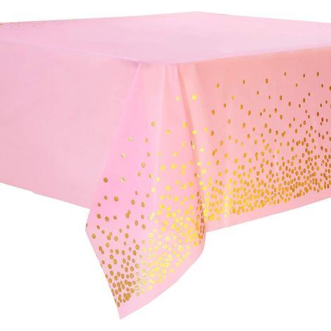 4er Pack Tischdecke Pink Gold Punkte 137x274cm für Partys & Geburtstage (1/5)