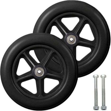 Roulette avant de 8 pouces, 2 roues de rechange pour fauteuil roulant, pneu solide antidét, 190 mm gris en noir