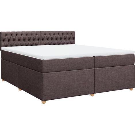 Maison Exclusive - Cama box spring con colchón tela marrón oscuro (1/5)