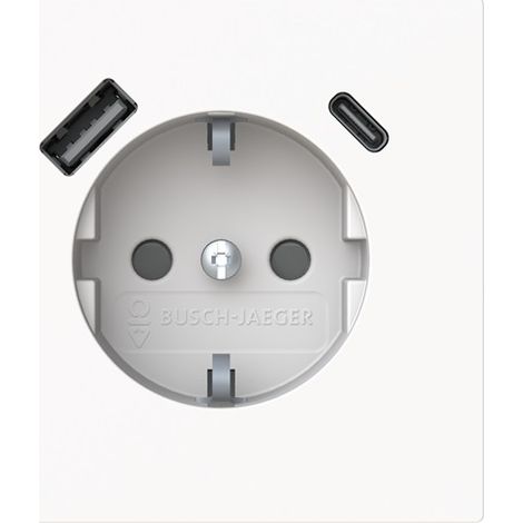 Busch-Jaeger Enchufe moderno USB blanco con puertos USB-A y USB-C