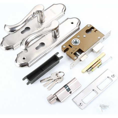 Serrure de porte à poignée en acier inoxydable, levier d'entrée de sécurité magnétique mécanique pour chambre à coucher, balcon d'hôtel (1/5)