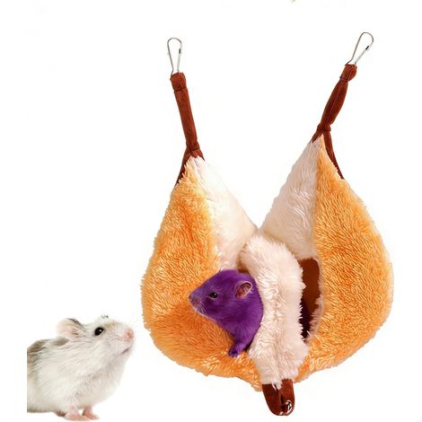 Hamac pour Furet en Cage Grotte Semi-fermée et Chaude Fournitures pour petits animaux de compagnie pour Intérieur et Extérieur, Chinchilla, Furet, Écureuil, Hamster (1/5)