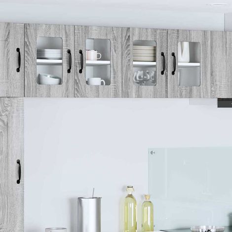 Wall Glass Cabinet LUCCA Grey Sonoma 60 x 31 x 40 cm vidaXL
