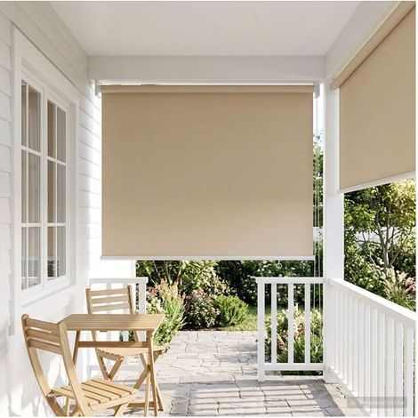 Tenda a rullo per esterni con protezione UV, beige, 60 x 140 cm (1/5)
