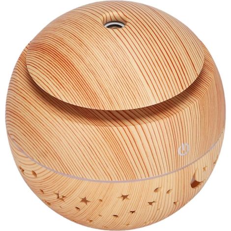 130-ml-USB-Luftbefeuchter für den Innenbereich mit rundem Kugeldesign, LED-Ambientebeleuchtung, tragbarem und durchbrochenem Holzdesign für Zuhause und Büro (1/5)