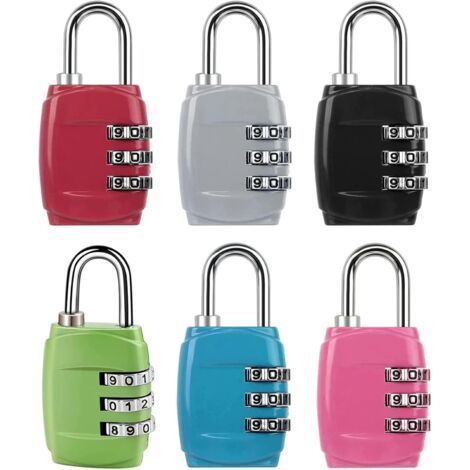 Lot de 6 Cadenas à Combinaison,Petit Cadenas à Code 3 Chiffres,Cadenas Code Exterieur Antirouille,Cadenas à Combinaison pour Valises Casiers à Dos